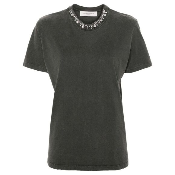Golden Goose Women Crystal-Embellished Cotton T-Shirt - Picture 1 of 4